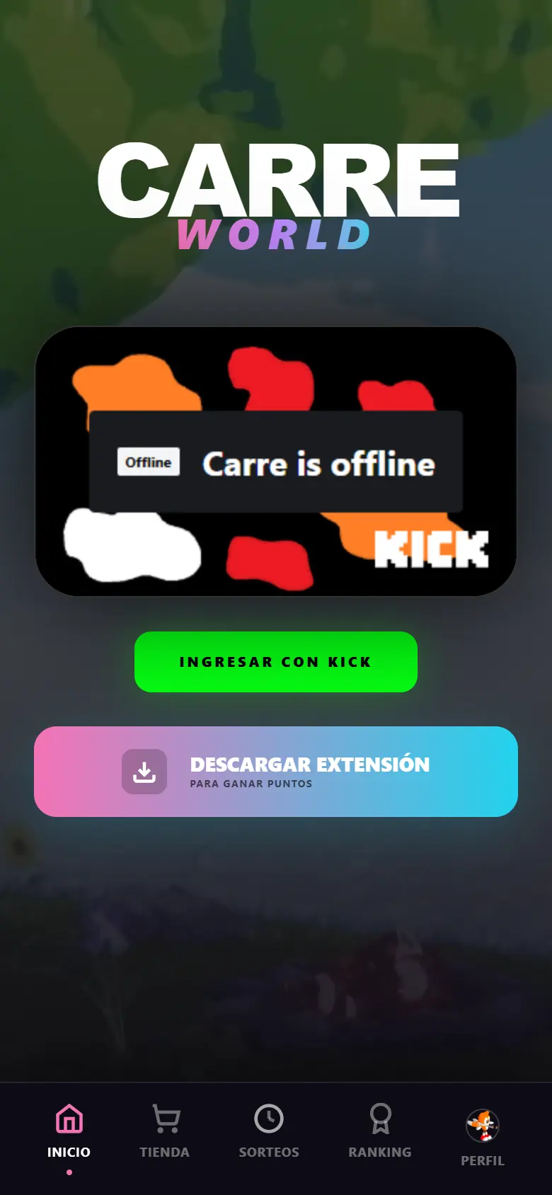 Página completa de CarreWorld · CarrePoints en mobile